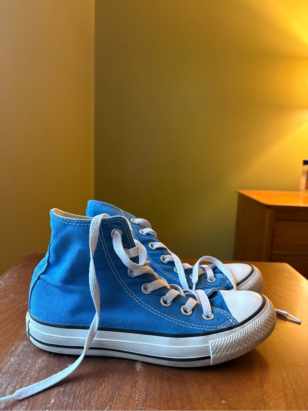 Converse Women’s High-Top Canvas Sneakers in Blue with White Trim